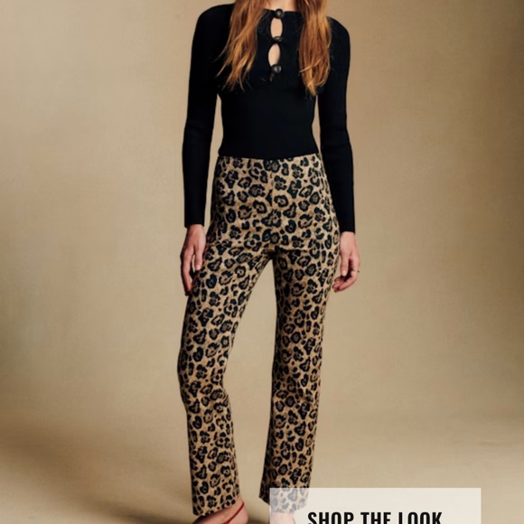 Sezane Ciara Trousers Leopard Jacquard - Size 10 NWT - Picture 2 of 2